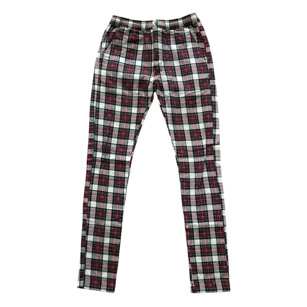 Urban Outfitters Christmas Plaid Slim Fit Pants Elastic Drawstring Size Small
